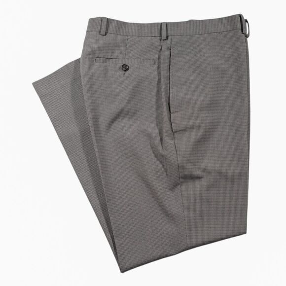 Ralph Lauren Mens Dress Pants Gray Check Poly Rayon Straight Flat Front 34x30 - Picture 1 of 7
